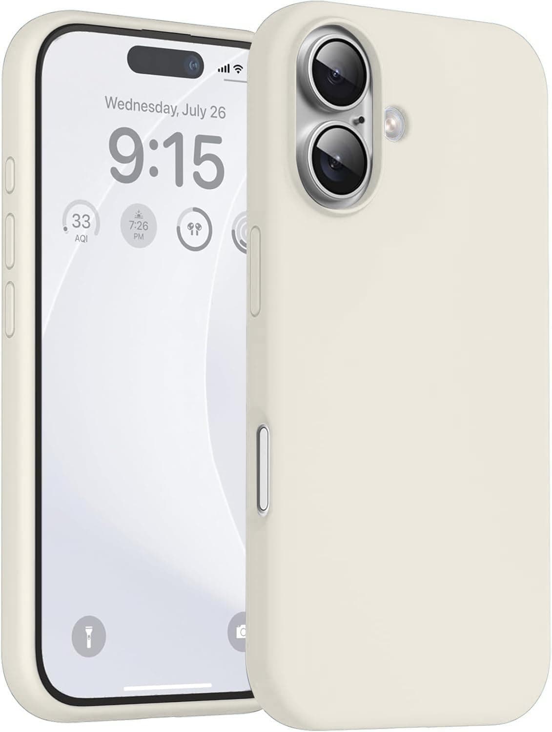 DIZORO Compatible for iPhone 16 Case 6.1, Slim Liquid Silicone 3 Layers Full Covered Soft Gel Rubber Phone Case Protective Cover 6.1 Inch - Stone Grey.