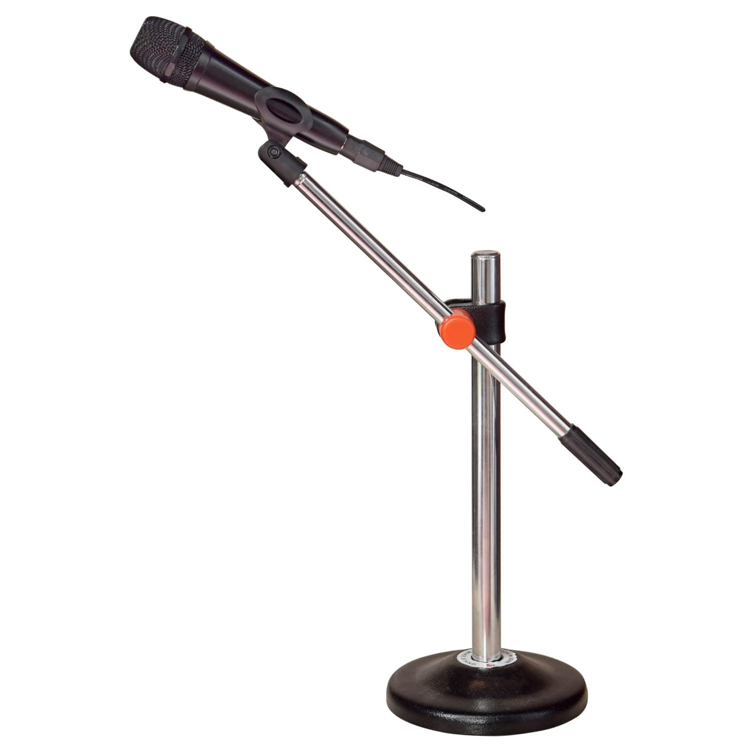 kh Iron Base Universal Microphone Stand for Desktop/Table/Floor Stand for Harmonium, Table, Podcasting With (Mic Clip) (HEAVY)