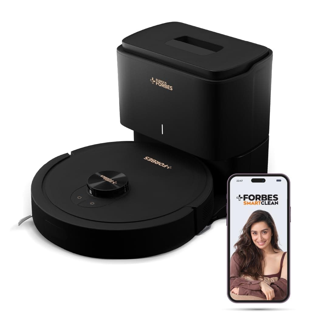 Eureka Forbes SmartClean with Auto Bin Turbo, 7000Pa HyperSuction Robotic Vacuum Cleaner (40 Days Hands-Free Cleaning) | LiDAR 3.0 & Quick Home Mapping| Wet Mopping | Self Emptying Bin