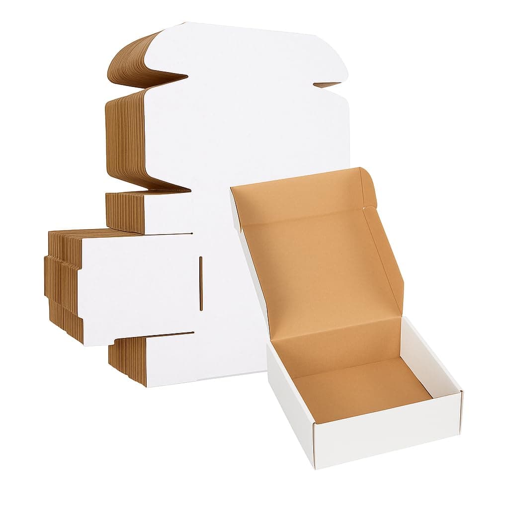 BonKaso 3 Ply White Flap Corrugated Boxes for Packaging | 4"x4"x1.5" (Pack of 25) | Cardboard Packing Box for Shipping, Moving & Storage | Cartons for Courier & Goods Transportation.
