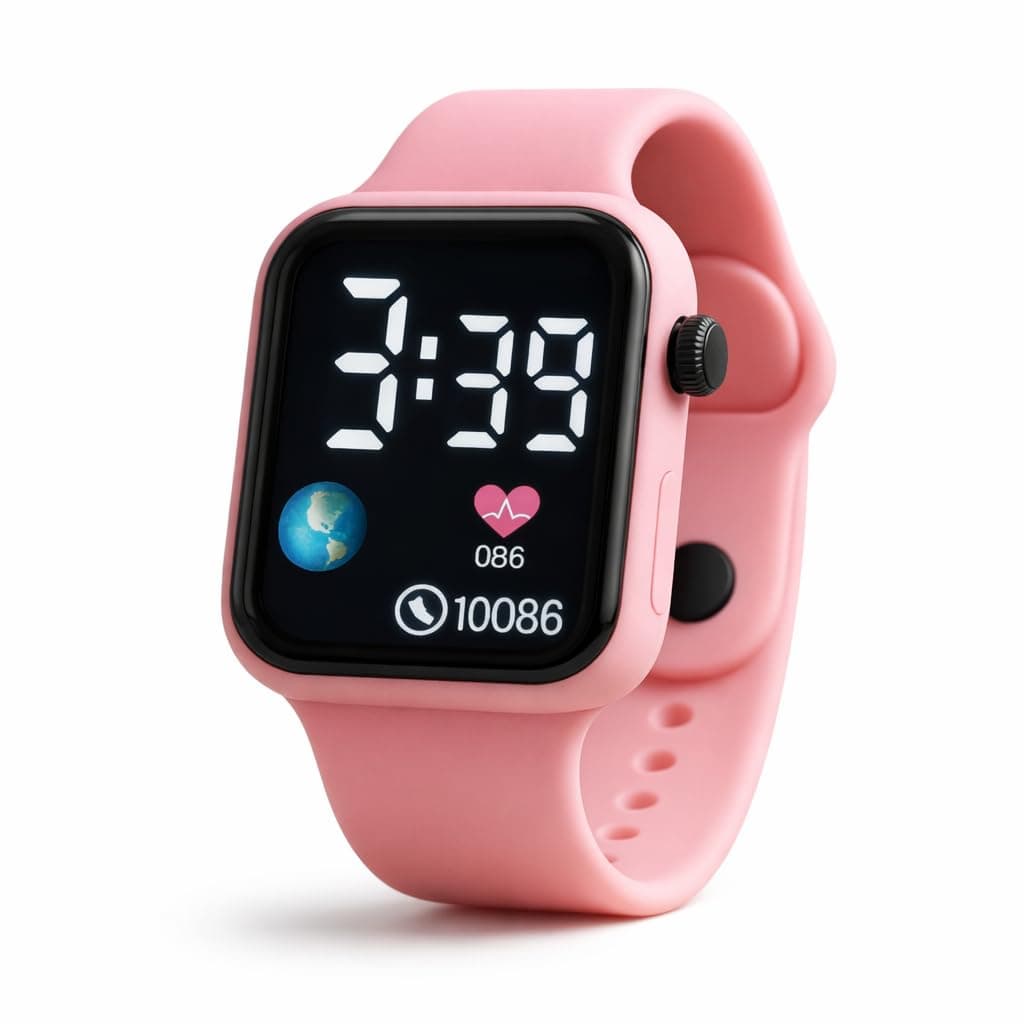 Matrix Junior Luminous LED Display Digital Watch | Water Proof | Silicone Strap | for Boy & Girls (Pink)