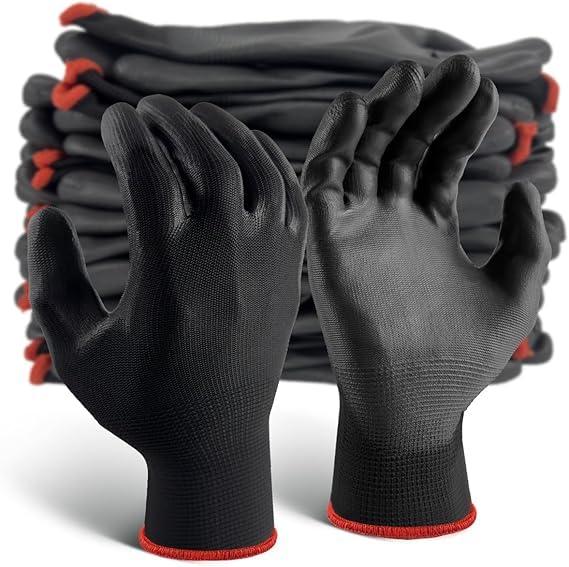 RK Trends Heavy Duty Work Gloves, Coated Gloves, Industrial and Home use, Multipurpose. (Black-Black, PU Coated, Pack of 45 Pairs)