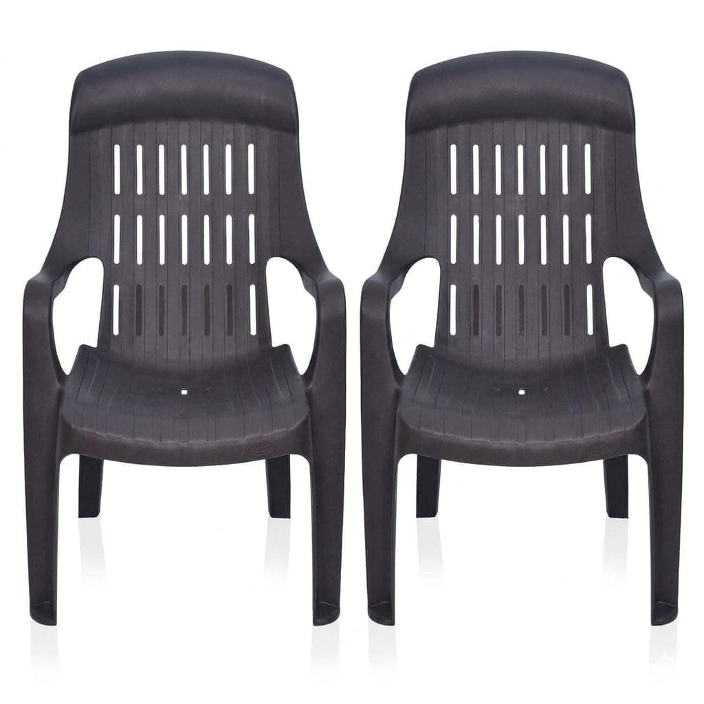 Nilkamal Plastic Leisure Chair for Living room with Arm |Set of 2 | 3 Year Warranty | For Home, Living Room, Outdoor | Weather Brown Colour | WEEKENDER