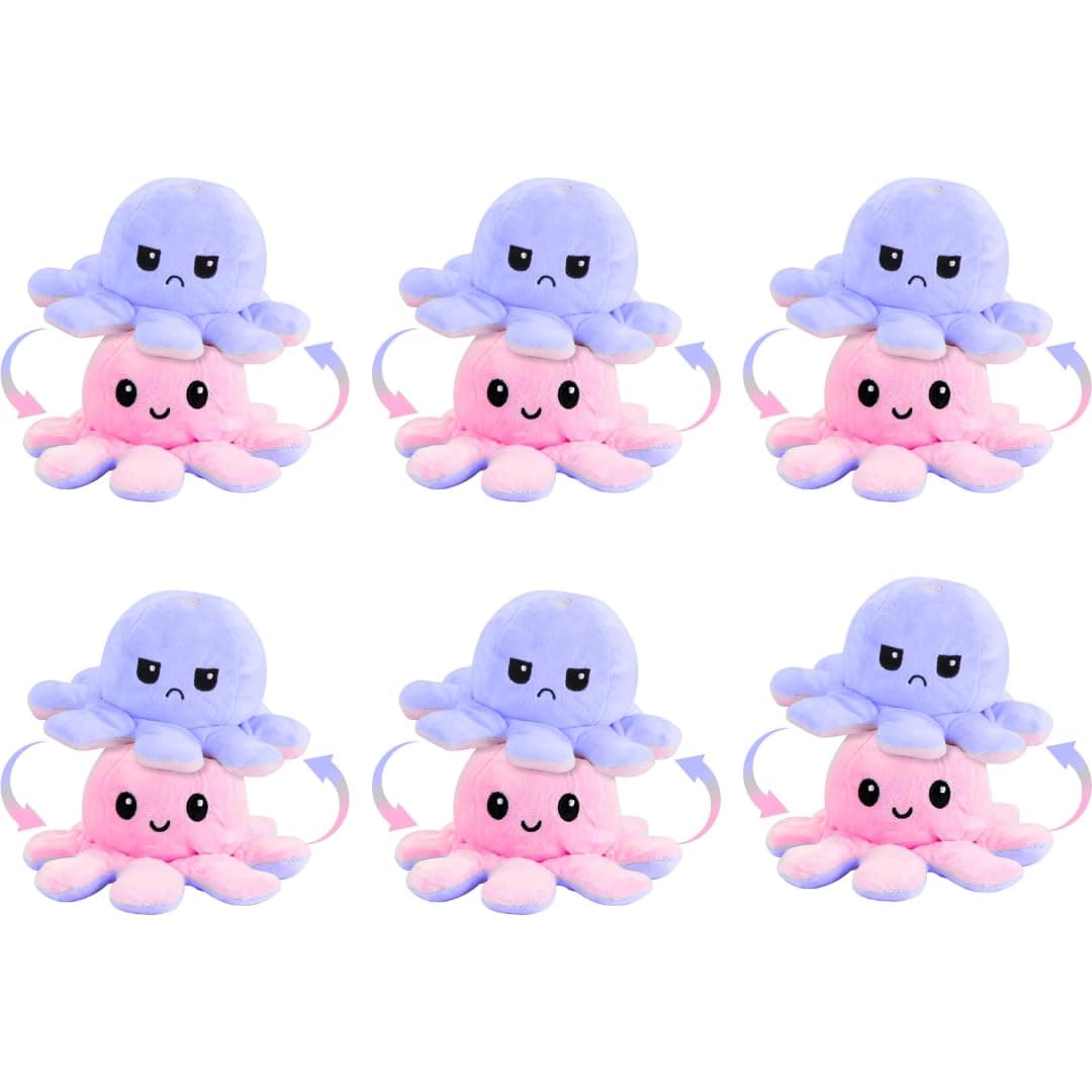 Storio Birthday Party Return Pack of 6 Reversible Octopus Plush Toys | Kanjak Gift for Girls Pack of 6 | Kanya Pujan Gifts Set of 6 | Navratri Gifts for Kanya Toy Set