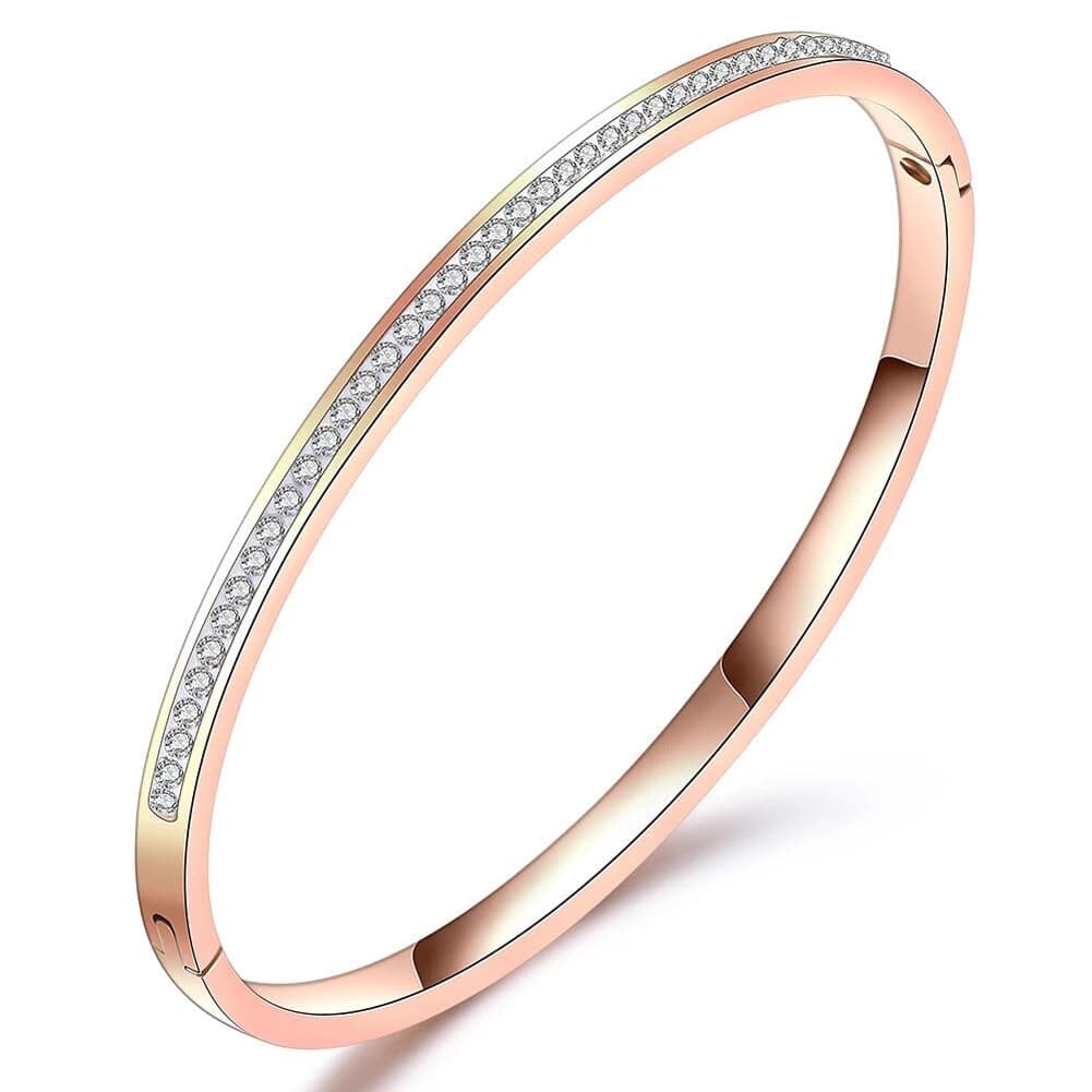 Shining Diva Fashion Latest Stylish Stainless Steel Bangle Gift Bracelet for Women and Girls (15836b)(Rose Gold) Anti Tarnish Jewellery Valentine Gift for Girlfriend