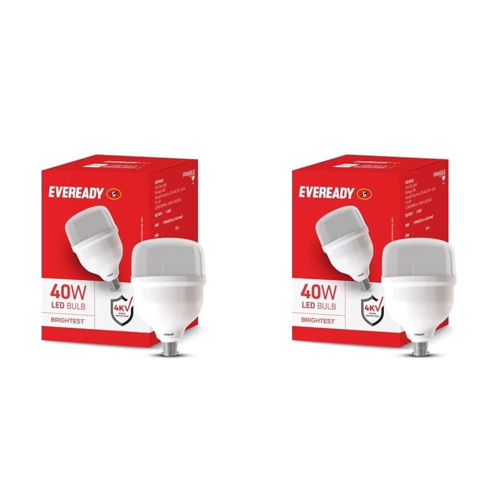 EVEREADY 40W LED Hammer Bulb, 100Lm/W, B22 Base, Cool Day Light, Pack of 2