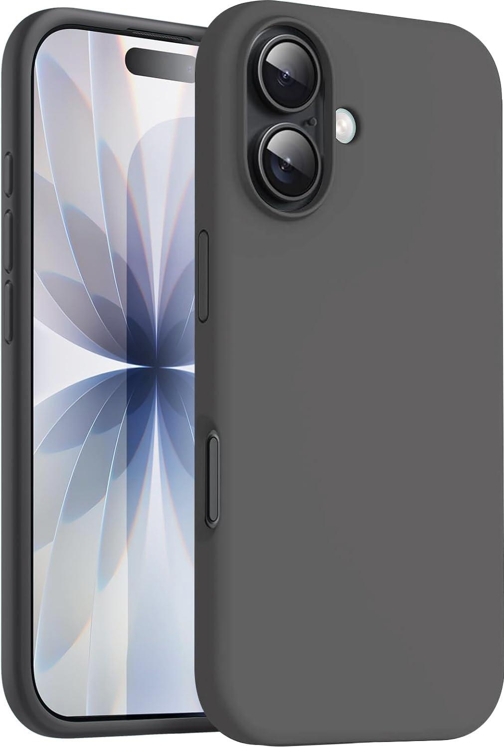 DIZORO Compatible with iPhone 17 Case 6.3, Slim Liquid Silicone 3 Layers Full Covered Soft Gel Rubber Phone Cases Protective Back Cover 6.3 Inch - Space Grey