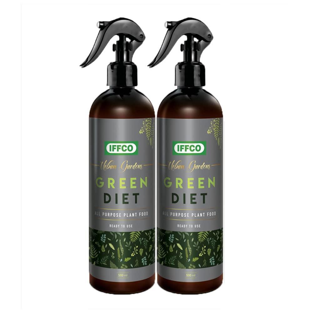 IFFCO Urban Gardens - Green Diet - 1000 ML - Organic Plant Food For Potted Indoor & Outdoor plants, Balanced Macro & Micro Nutrients, Ready to Use Spray (1000 ML)