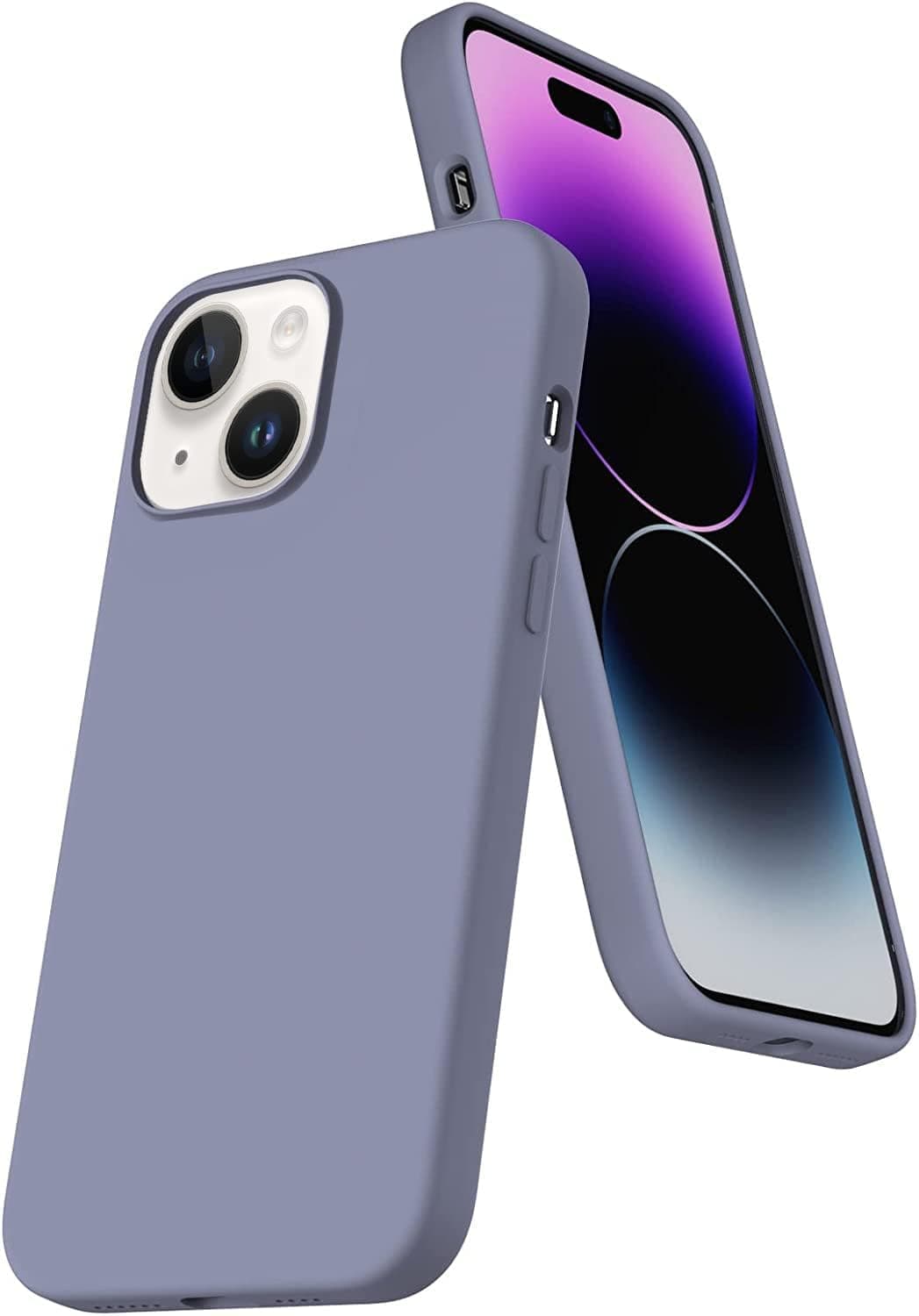 DIZORO® Compatible with iPhone 14 Case, Liquid Silicone Case, Full Body Protective Cover, Shockproof, Slim Phone Case, Anti-Scratch Soft Microfiber Lining, 6.1 inch - (Lavender Grey)