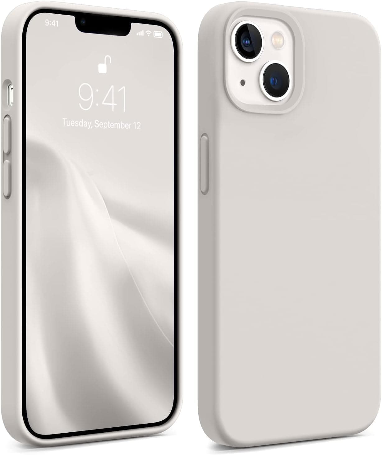 DIZORO® Microfiber Candy Case Compatible for iPhone 14, Shockproof Slim Back Cover Liquid Silicone Case (Stone Grey)