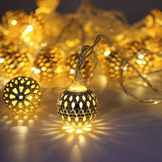 Party Propz Metal Ball Light for Decoration - 3.8 Meter, String Lights for Home Decor, Moroccan Led Light, String Lights for Decorations, Lighting for Ganpati Decoration