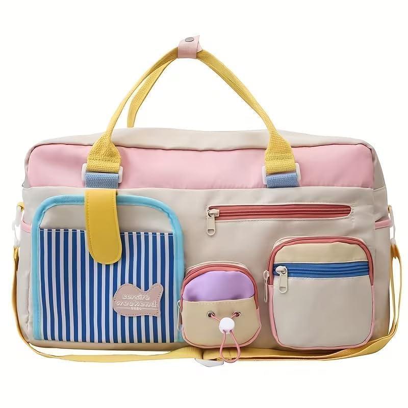 DRAXIL Baby Bag Multicolour Tote with Multiple Pockets, Large Capacity Maternity Bag for Travel, Waterproof Baby Care Organizer, Travel Nappy Bag for Infant Baby