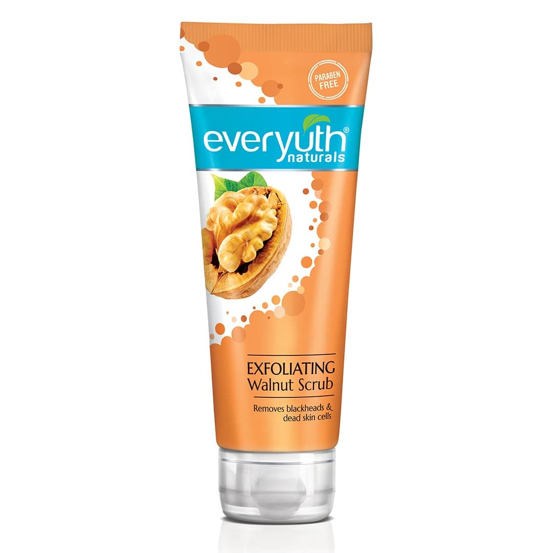 Everyuth Naturals Exfoliating Walnut Face Scrub | Removes Dead Skin, Blackheads & Whiteheads | Deep Exfoliation | With Walnut Shell|Oily, Dry, Normal, Combination & Sensitive Skin - 200g Tube