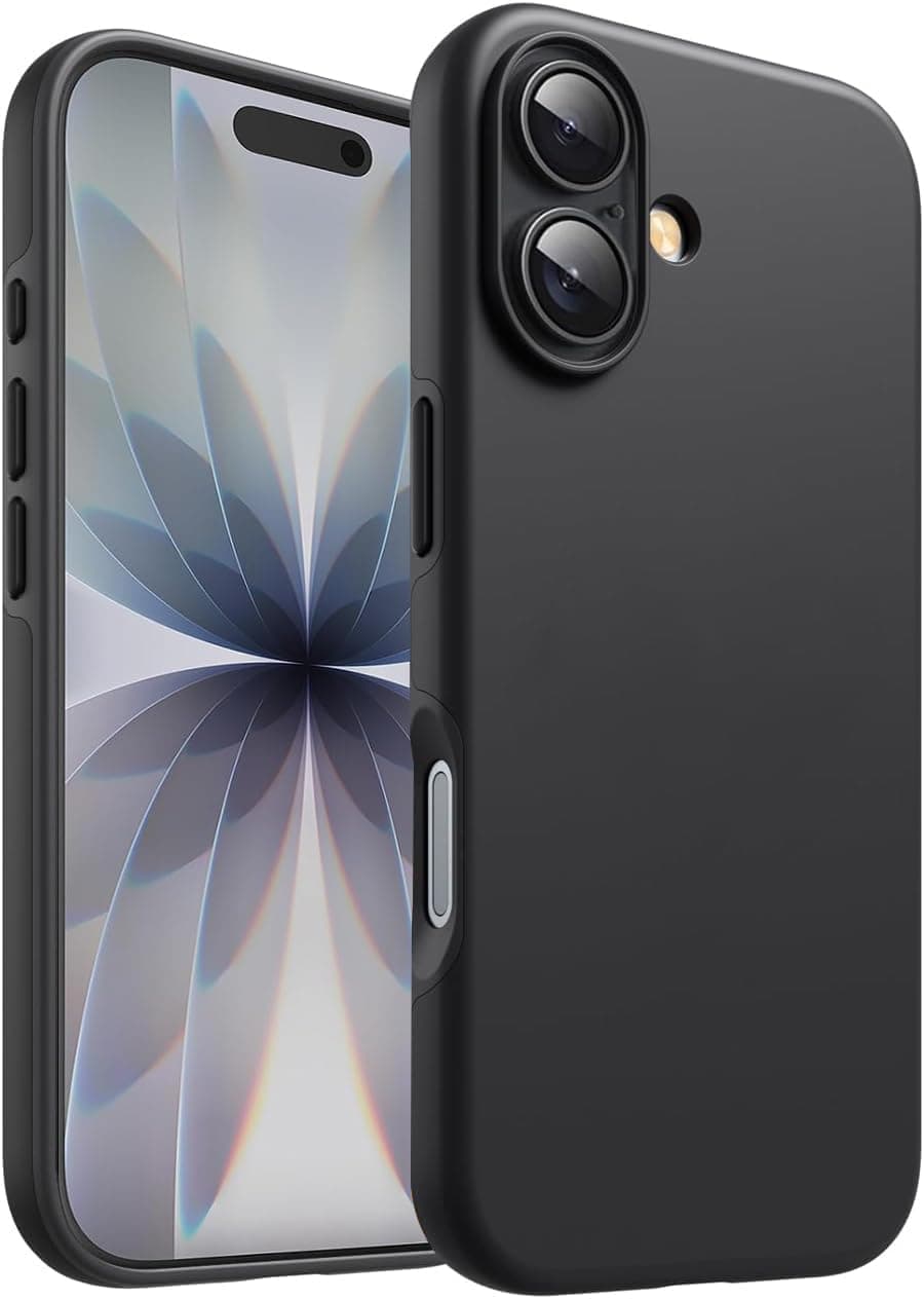 DIZORO Compatible with iPhone 17 Case 6.3, Slim Liquid Silicone 3 Layers Full Covered Soft Gel Rubber Phone Cases Protective Back Cover 6.3 Inch - Black