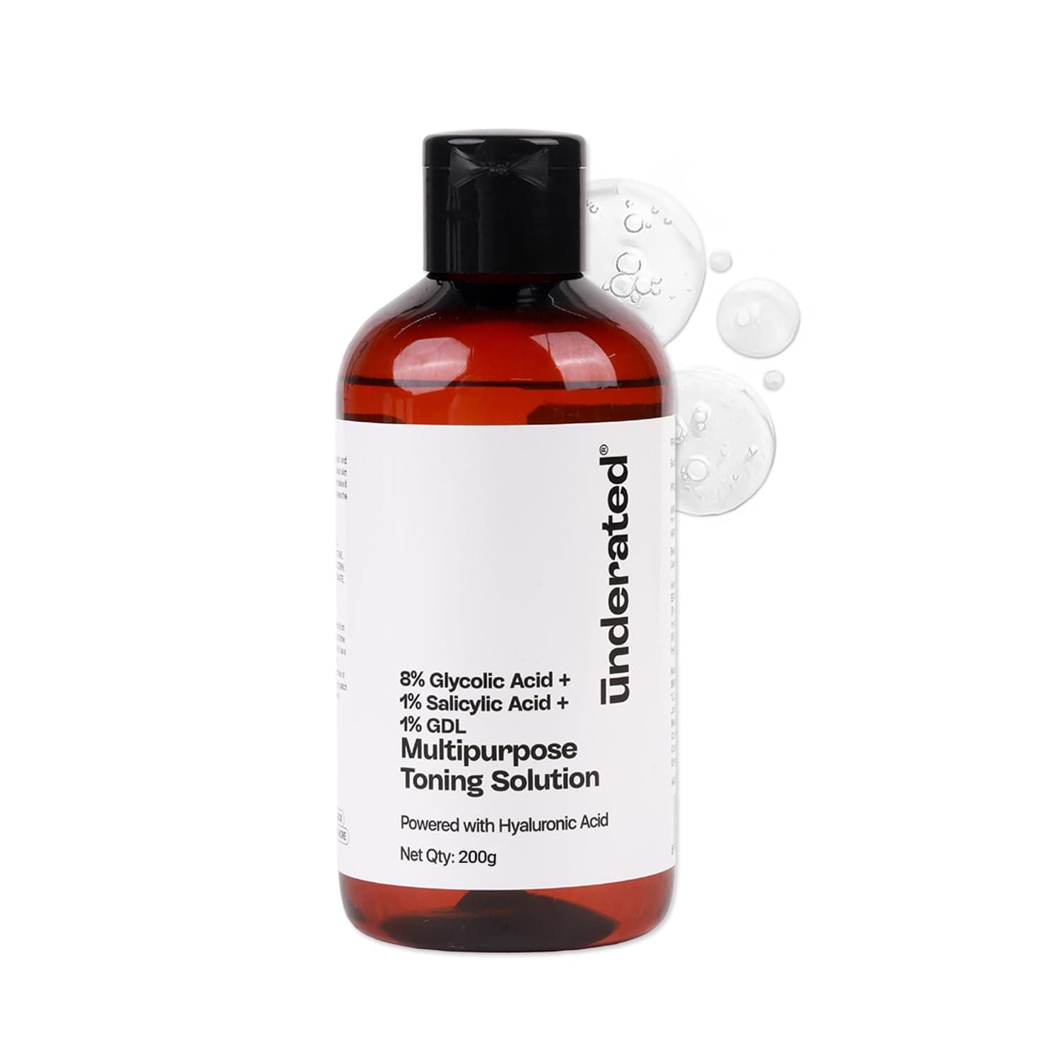 Underated Glycolic Acid 8% Face & Body Toner with Salicylic Acid 1% | 200 g | AHA BHA PHA Exfoliating Formula | Pore Minimizer & Chemical Exfoliant for Oily & Acne-Prone Skin | For Women & Men