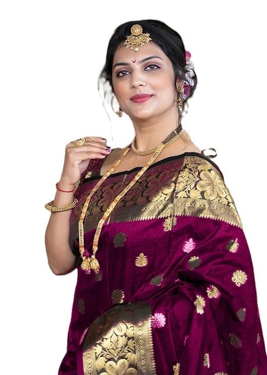 C J Enterprise Women's Banarasi Saree Pure Kanjivaram Silk Saree Soft Design Wear Pattu Sarees Latest Cotton With Blouse Piece for Wedding sadi new ladies 2026