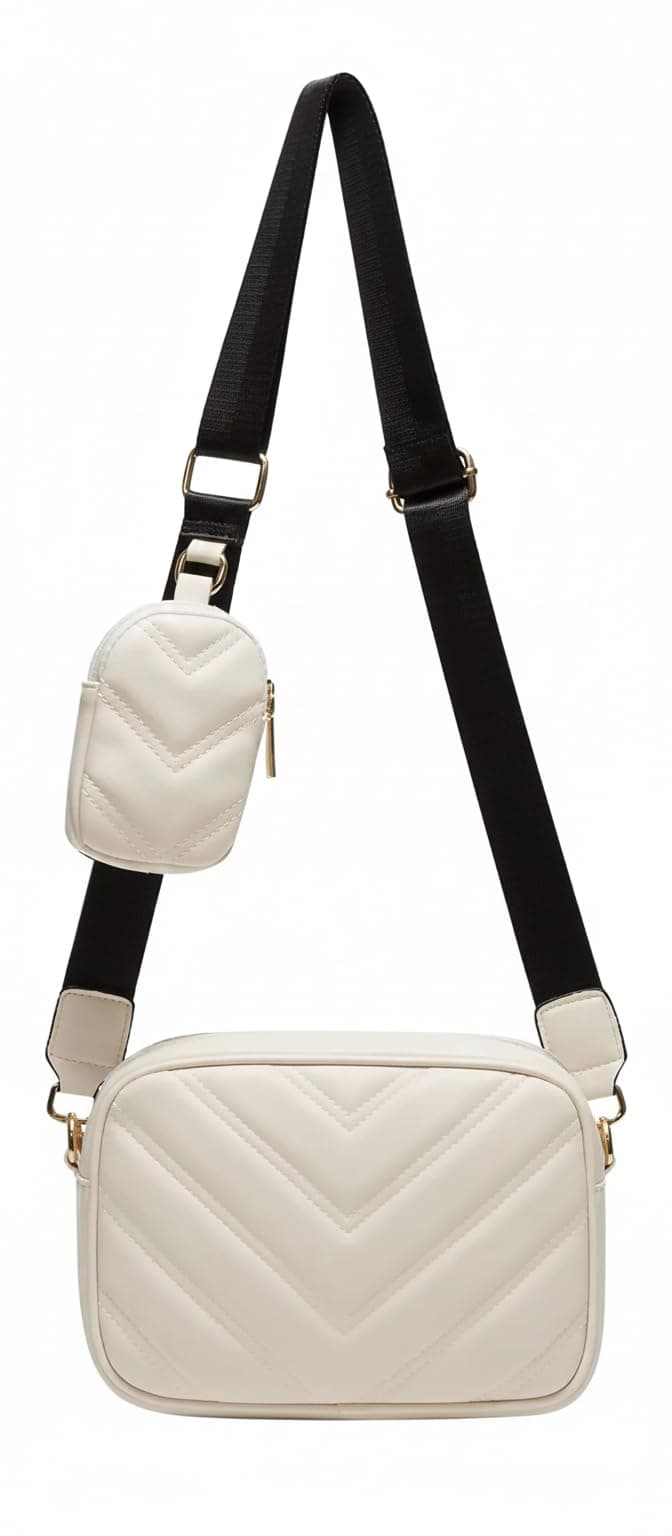 ADISA Women's Quilted Crossbody Sling Bag with Pouch - Stylish Cross Body Handbag for Girls & Women with Adjustable Strap (SL5127)