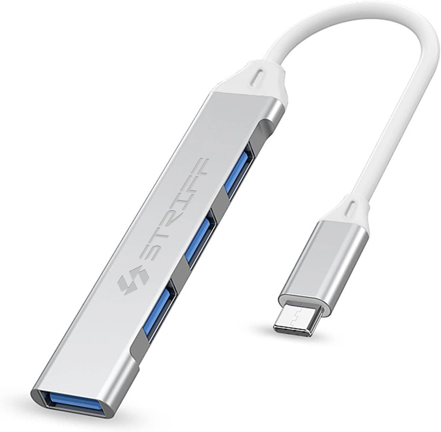 STRIFF 4in1 Ultra Slim Multiport Type C Hub to 1xUSB 3.0 & 3xUSB 2.0 Ports,30cms(1 feet) Cable,DataTransfer Speed Upto 5GBPS,Universally Compatible with All USB,PC,Speaker,Laptop