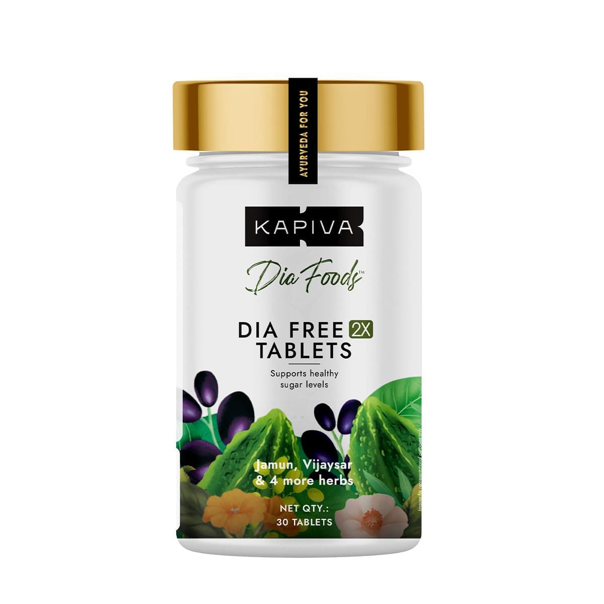 Dia Free Tablets, 30 Tablets | Single Dose Daily | Helps Manage Sugar Levels With Karela, Jamun, Gudmar & 3 More | 1 Month Pack
