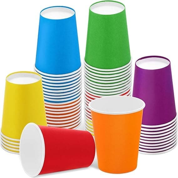 SANWALSA [250 ml, 50 Count, Multicolor Disposable Color Paper Cups | Rainbow Paper Cup for Wedding, Party, Picnic, Travel | Ideal for Tea, Coffee, Juice & Water