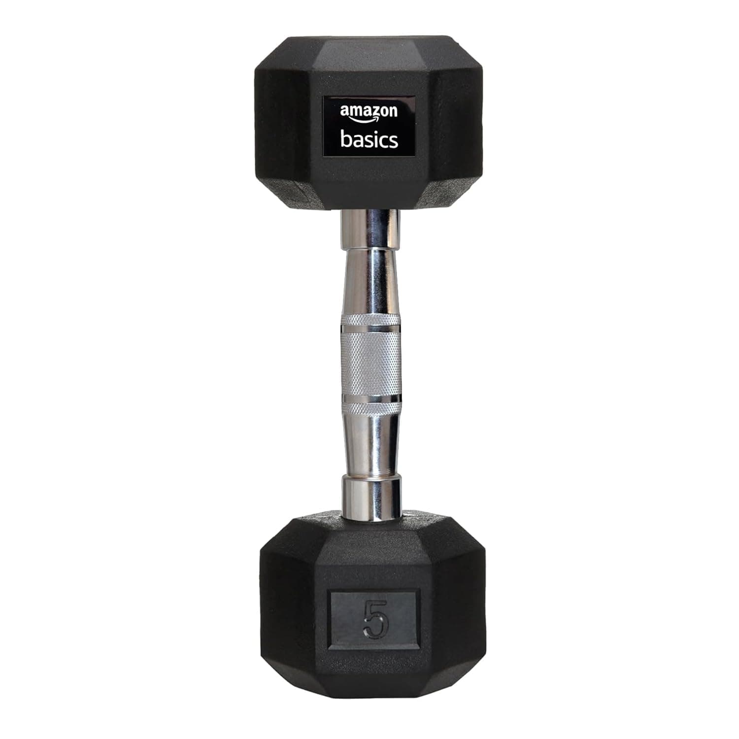 amazon basics Rubber Encased Hex Dumbbell Weight Set Of 1, 5 Kg,Black