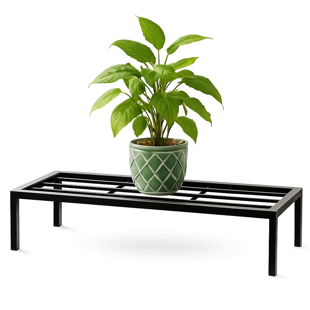 Giore Heavy-Duty Plant Stand for Balcony 1 Pc/Plant Stand for Indoor & Outdoor | Thick Metal Stand, Garden/Patio, Apartment/Home Decoration | Anti Rust Plant Shelf | Metal Planter Black