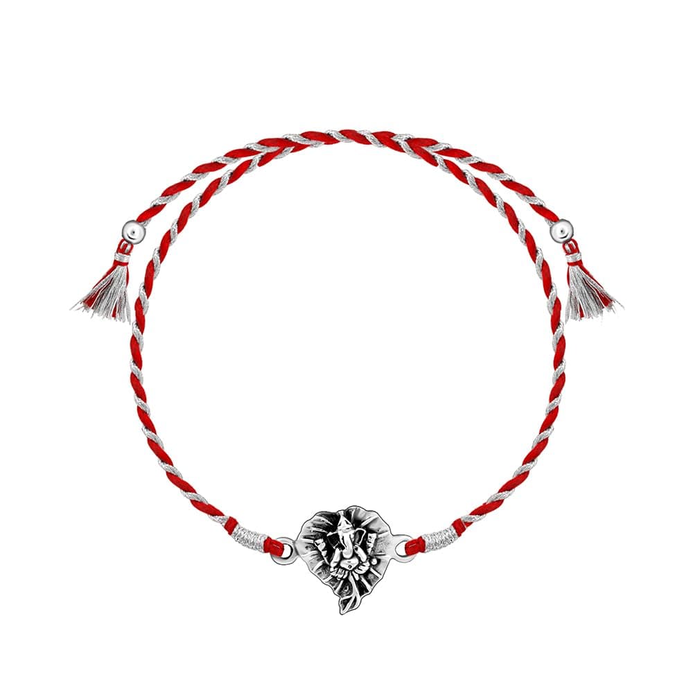 GIVA 925 Silver Oxidised Silver Ganpati Blessings Rakhi|Raksha Bandhan Rakhi for Brother | Gift for Men & Boys| With Certificate of Authenticity and 925 Stamp