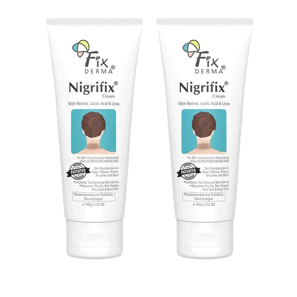 Fixderma Nigrifix Cream for Acanthosis Nigricans with Lactic Acid For Body Parts like Neck, Ankles, Knuckles, Armpits, Thighs & Elbows | Exfoliant 100 g (Pack of 2)