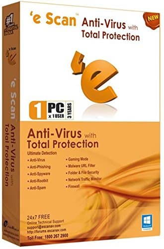 eScan Anti-Virus with Total Protection Version 11 - 1 PC, 3 Years (CD)