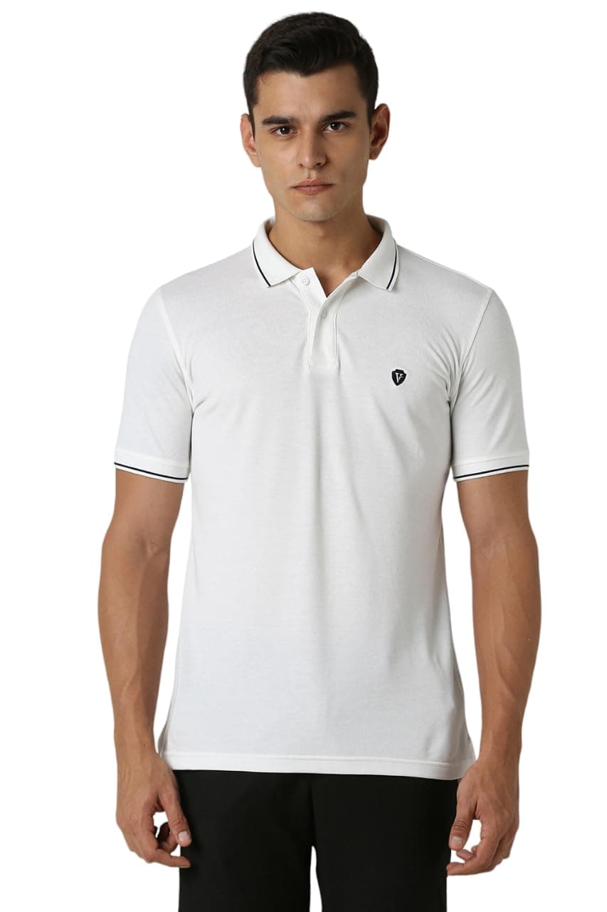 Van Heusen Men's Cotton Regular Fit Polo T-Shirt (Vskp517S011409_White 2Xl)