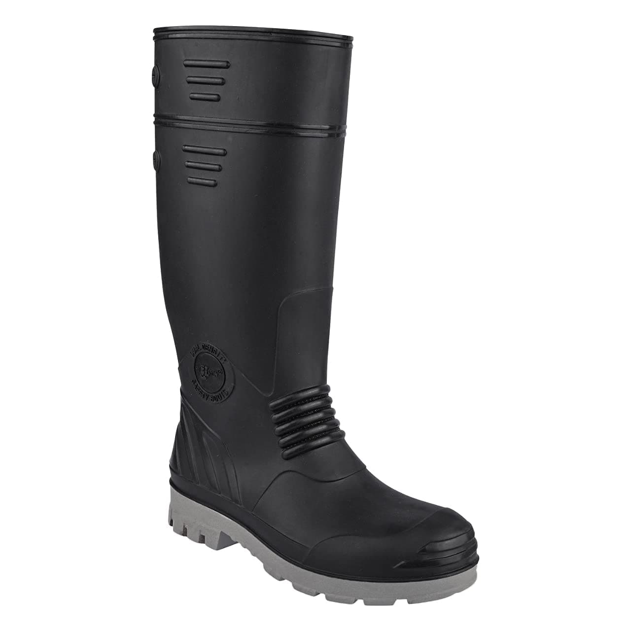 Hillson TC07HLS0022 Torpedo Safety Gumboots with Steel Toe (Black-Grey, UK Size 11) 1 Pair