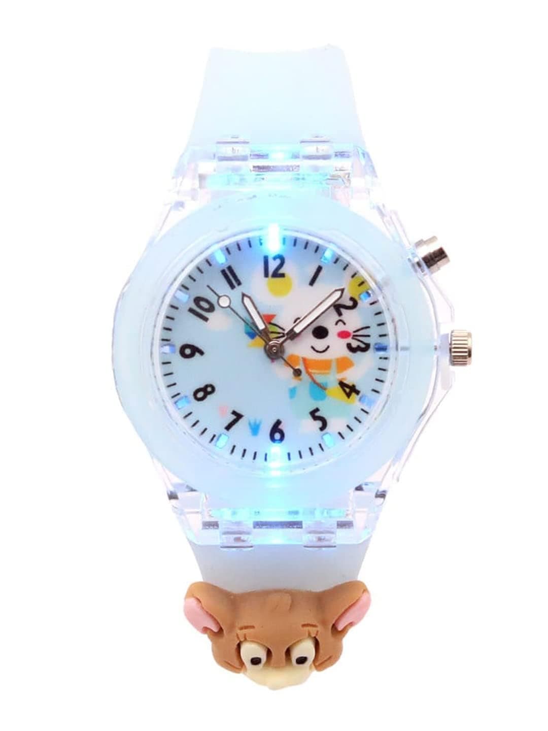 SPIKY Analog Watch For Kids (Blue) | 3D Monkey Cartoon | 7 Multicolor LED Luminous Disco Lights with Silicone Strap | Unisex Best Birthday Gift | Analogue Wrist Watches For Boys & Girls | Age 3-10 Yrs