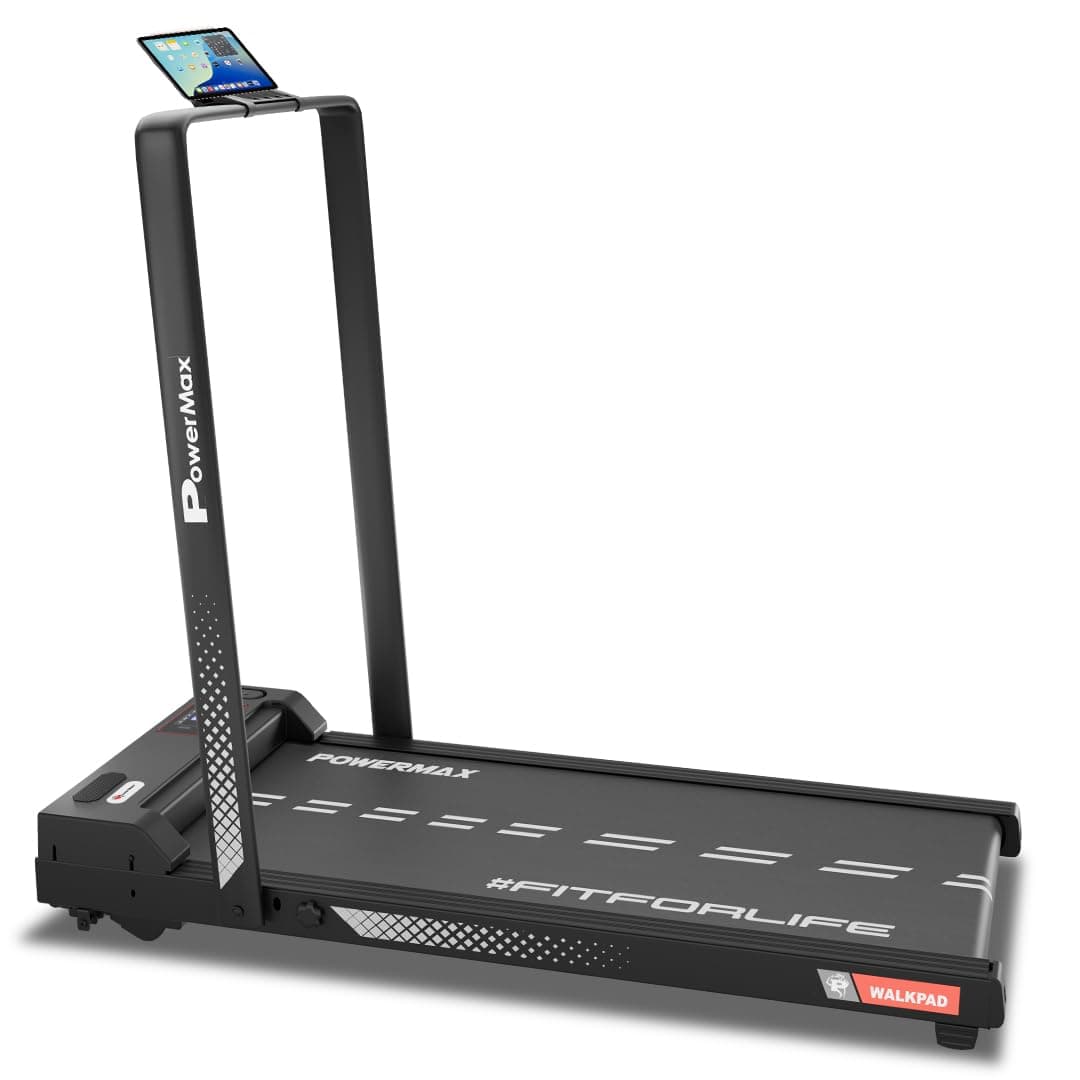 PowerMax Fitness Walkpad 3HP Compact Motorized Treadmill for Home-Office Use with Remote Control, Walking Pad for Max User 110Kg,Top Speed 10Km/H,1000X400Mm Running Deck,LED Display,iPad Holder,Black
