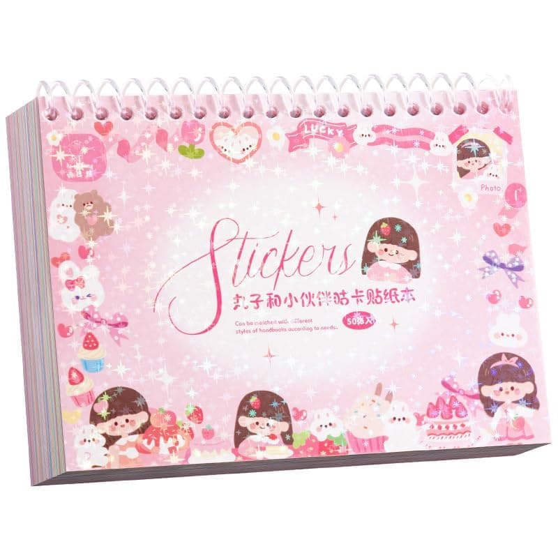 FAMOUS QUALITY Kawaii Stickers Book – 50 Sheets/4000 Stickers, Cartoon Theme Sticker for Girls, Cute Washi Sticker for Project, Japanese Style Decorative Sticker, Self-Adhesive (Maruko & Friends)