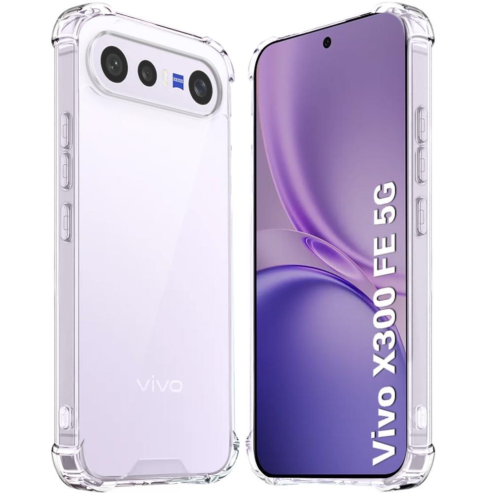 TheGiftKart Crystal Clear Back Cover Case for Vivo X300 FE 5G | 360 Degree Protection | Shock Proof Design | Transparent Back Cover Case for Vivo X300 FE 5G (PC & TPU, Transparent Bumper)