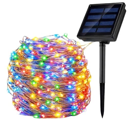 CBK Solar Fairy Color String Light 200 LEDs 22 Meter Inbuilt Rechargable Batery Waterproof 8 Mode Copper Wire for Garden Yard Balcony Diwali Christmas Party & Led Light (Multi-Colour)