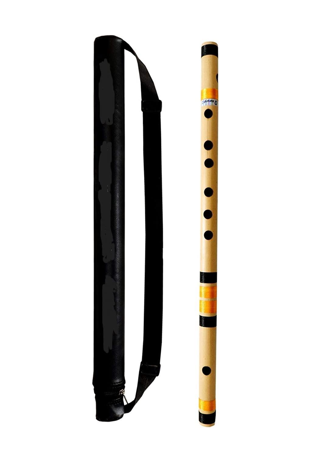KHALSA MUSICAL C-Natural-7 Hole Natural Bamboo Bansuri Size 20 Inch With Free Carry Bag Bamboo Flute