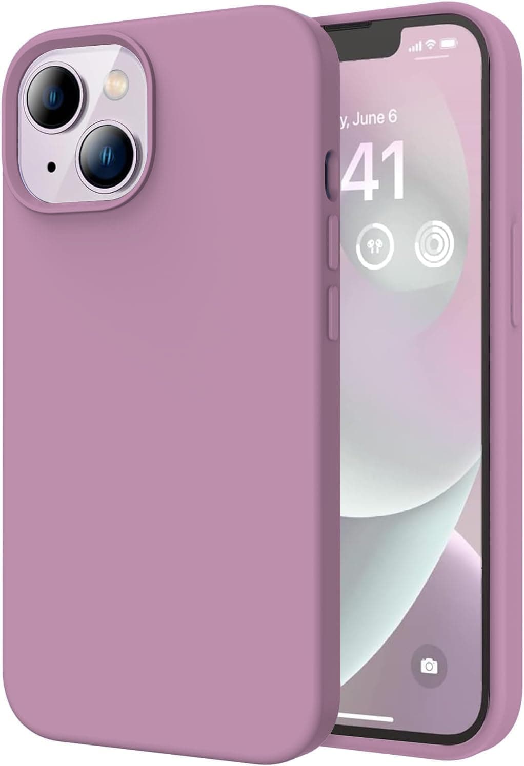 DIZORO® Microfiber Candy Case Compatible for iPhone 14 Plus, Shockproof Slim Back Cover Liquid Silicone Case (Lilac)