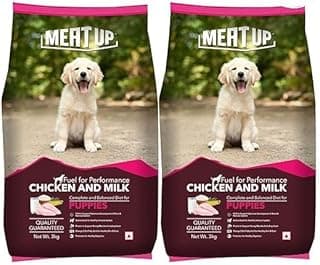 Meat Up Puppy Dry Dog Food 6kg (3kg + 3kg Free) | Chicken & Milk Flavour | Supports Brain & Nervous System Development | Maintains Digestive Health | Enriched with Vitamins & Minerals