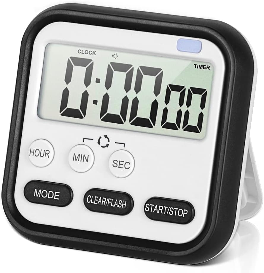 GERQSHO Stopwatch Timer for Study Kitchen Timer Large LCD Screen 24hr Digital Display Magnetic Retractable Stand Loud Alarm Stop Watch Countdown Flashing Light Study Timer for Students Cooking (BLACK)