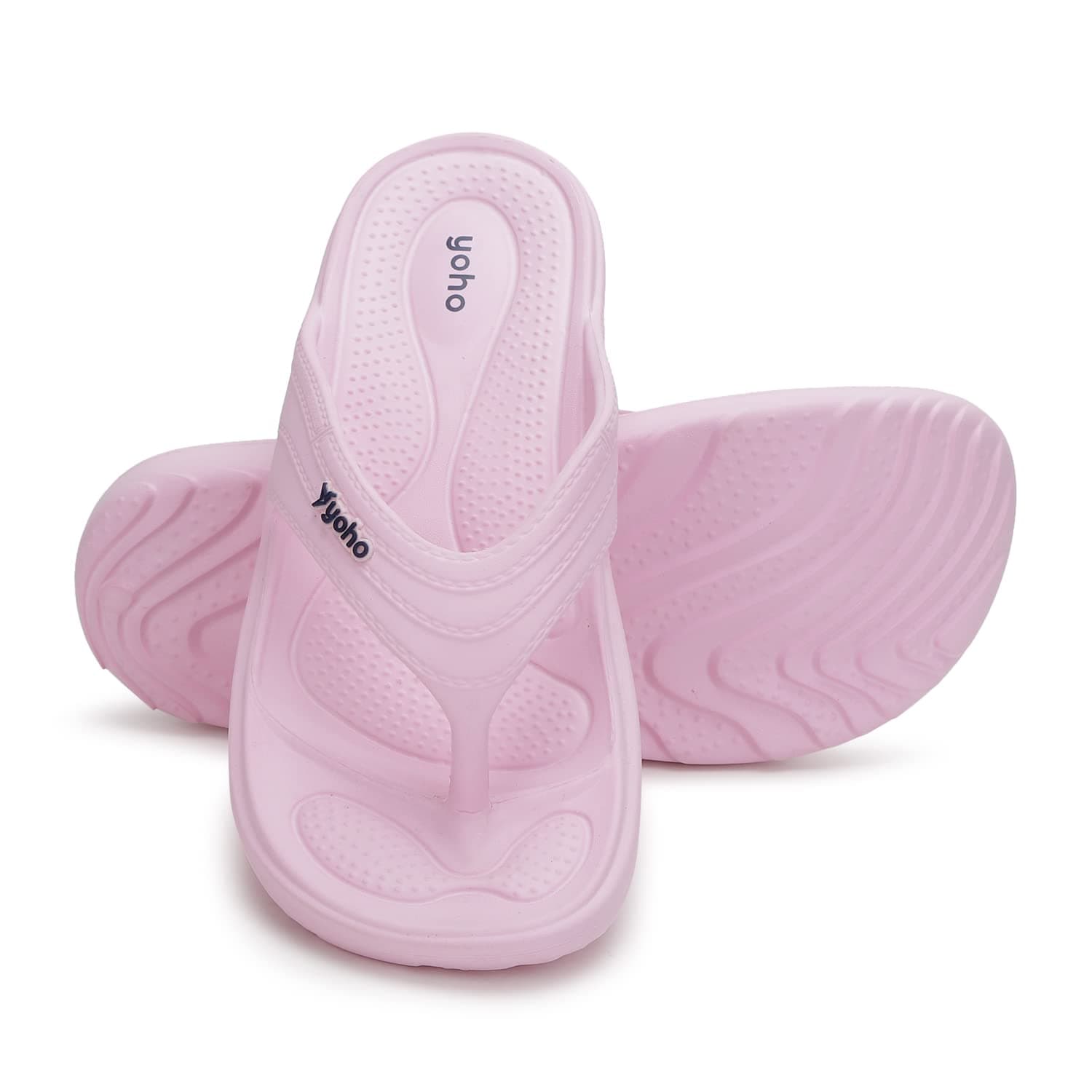 Yoho Drizzle Soft Slippers for Women, Mild Acupressure, Lightweight, Anti Skid & Slip, Diabetic Footwear for Woman, Home Wear Bathroom Chappal for ladies | Waterproof Monsoon & Rainy Footwear | Rose Shadow - UK 6