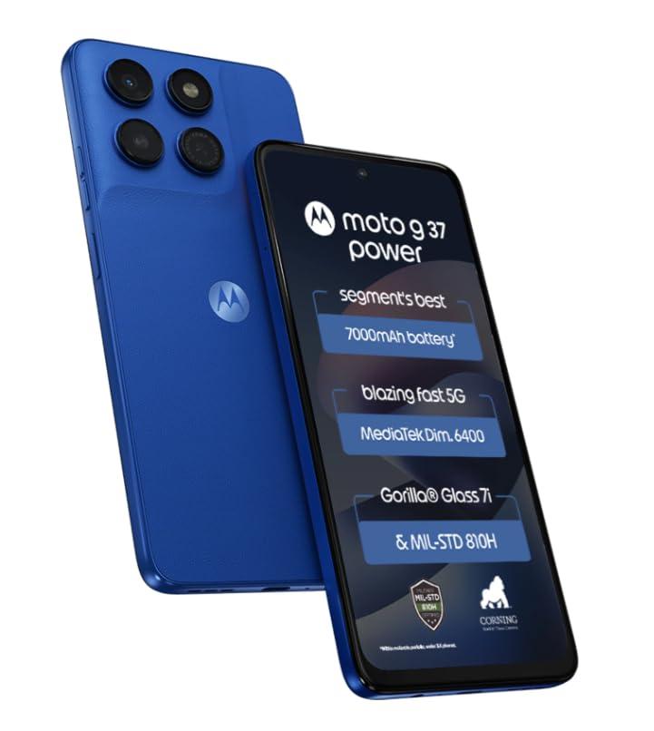 Motorola Moto g37 Power 5G (Pantone Nautical Blue, 4GB RAM, 64GB Storage) | 6.67-inch HD+ 120Hz Display | Dimensity 6400 | 50MP Camera | 7000mAh Battery | 30W Charging