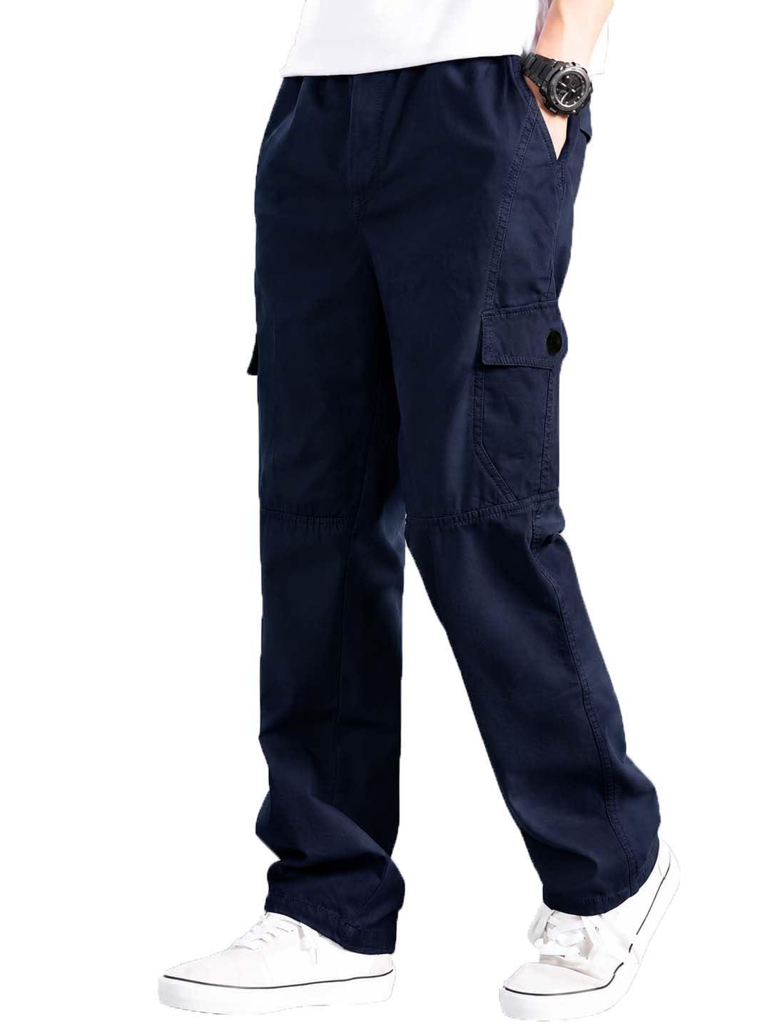Lymio Men Cargo | Cotton Cargo Pants for Men | Regular Fit High Rise Solid Pants (117-Blue-3XL)