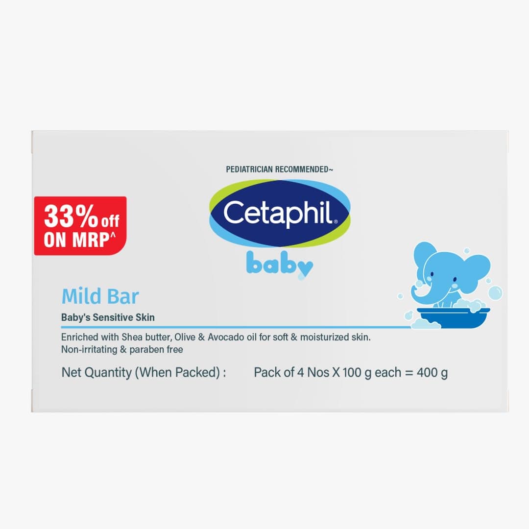 Cetaphil Baby Mild Cleansing Bar for Newborns & Babies 4 x 100 gm | With Shea Butter, Avocado Oil & Olive Oil | Gentle, Hypoallergenic, Pediatrician Recommended | Dry & Sensitive Skin
