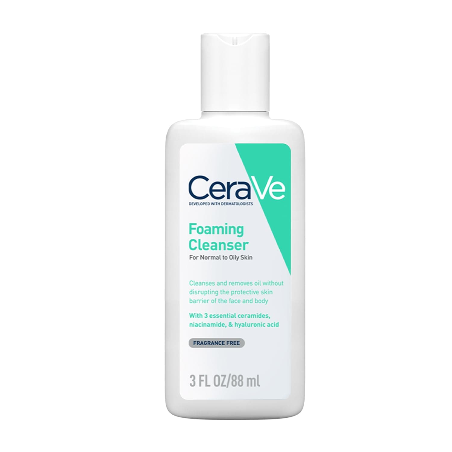 CeraVe Foaming Cleanser For Normal To Oily Skin (88ml) - Dermatologist-Developed Facewash | Non-Comedogenic And Fragrance-Free Cleansers For Acne-Prone Skin