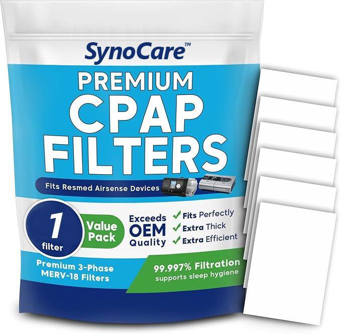 Synocare CPAP & BiPAP Hypoallergenic Filter for S9 and Air 10 (Pack of 1) Durable, Clean & Green Filter, Compatible with S9 and AirSense 10 Models, Keeps Air Fresh and Ensures Optimal Performance