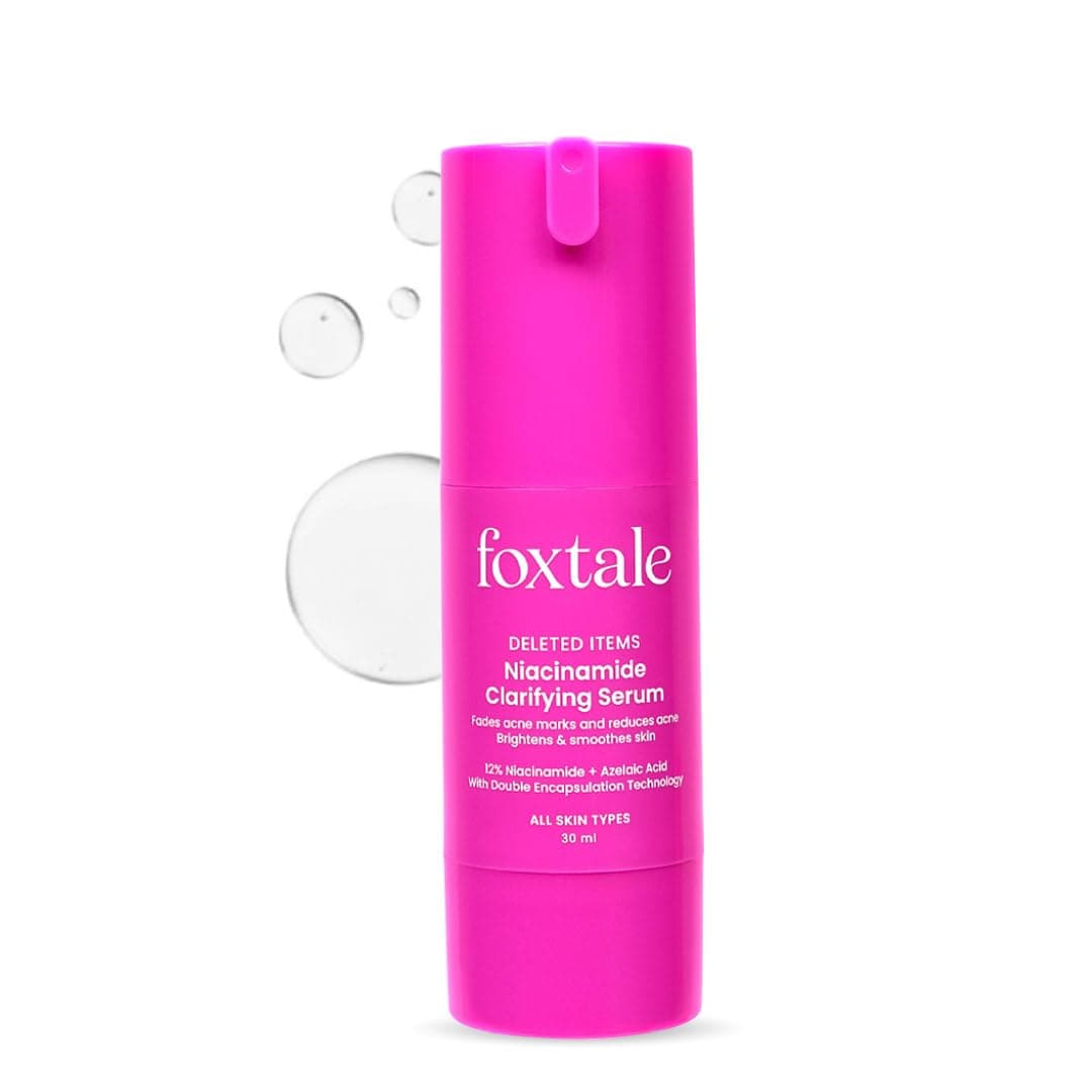 Foxtale 12% Niacinamide Face Serum with Azelaic Acid for Oil Control, Fade Acne Marks, Acne & Dark Spots | Brightens & Clear Skin, For Oily, Acne Prone, & Combination Skin | Women & Men | 30 ml