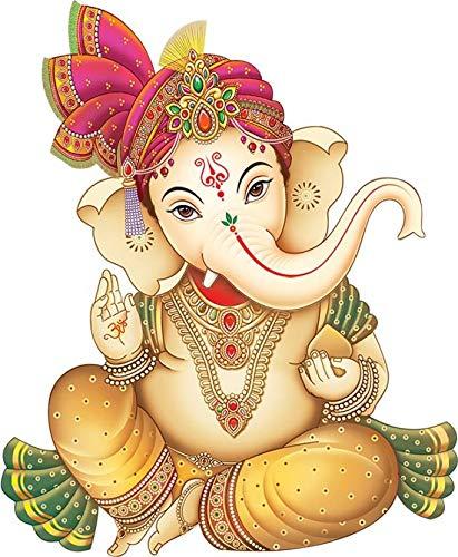Rangoli Large Wall Sticker Shree Ganesh Multicolor Vinyl Size 50 Or 70 Cm Pack of 1, Self-Adhesive