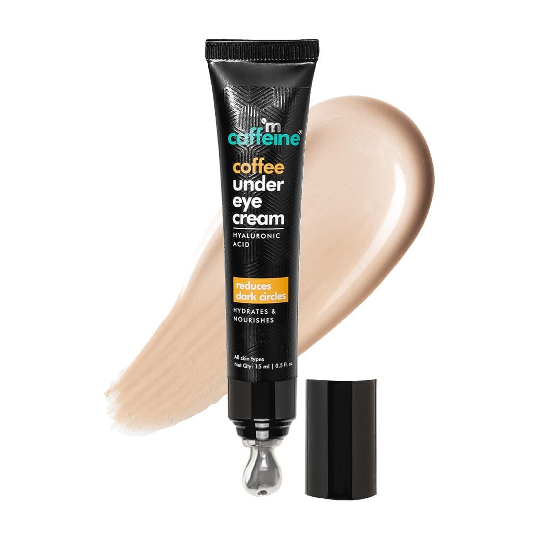 mcaffeine Coffee Under Eye Cream Gel for Dark Circles, Puffiness & Fine Lines | 94% Users Saw Reduced Dark Circles| Winter Eye Care Cream for Hydration | with Built-In Cooling Massage Applicator | Vitamin E for Puffiness - 15 Gm