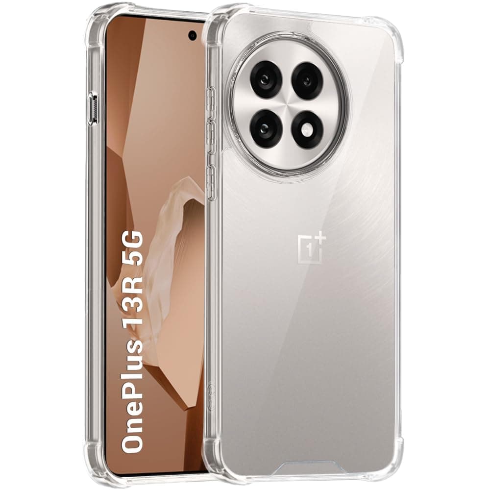TheGiftKart Crystal Clear Back Cover Case for OnePlus 13R 5G | Shock Proof 360° Protection | Hard Clear Back Cover Case for OnePlus 13R 5G (PC & TPU, Transparent Bumper)